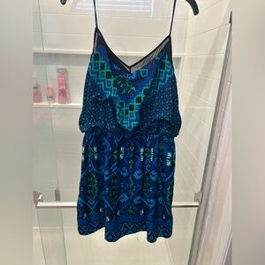 Express Blue and Green Patterned Dress